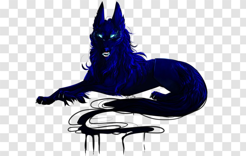 Dog Cat Cobalt Blue Clip Art - Mythical Creature Transparent PNG