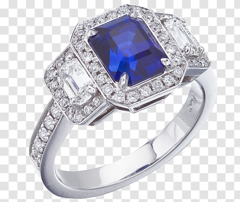 Sapphire Engagement Ring Diamond Cut - Jewellery Transparent PNG