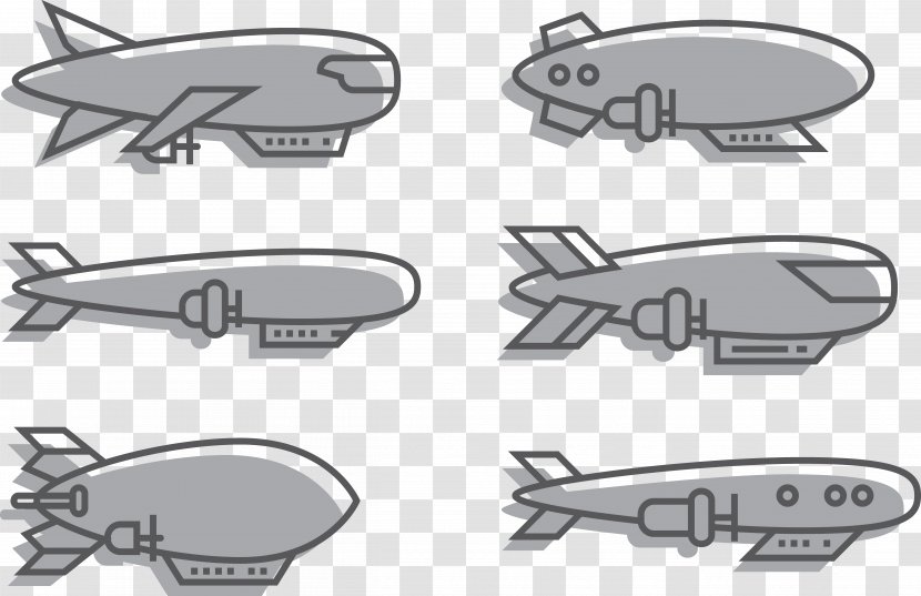 Zeppelin Drawing Airship - Automotive Design - Gray Rocket Transparent PNG