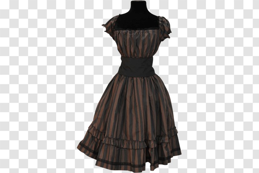 Little Black Dress Steampunk Gothic Fashion Clothing - Ruffle - Brown Stripes Transparent PNG