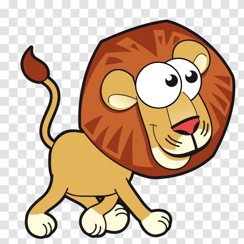 Lion Cartoon Animals Card Clip Art - Cute Vector Transparent PNG