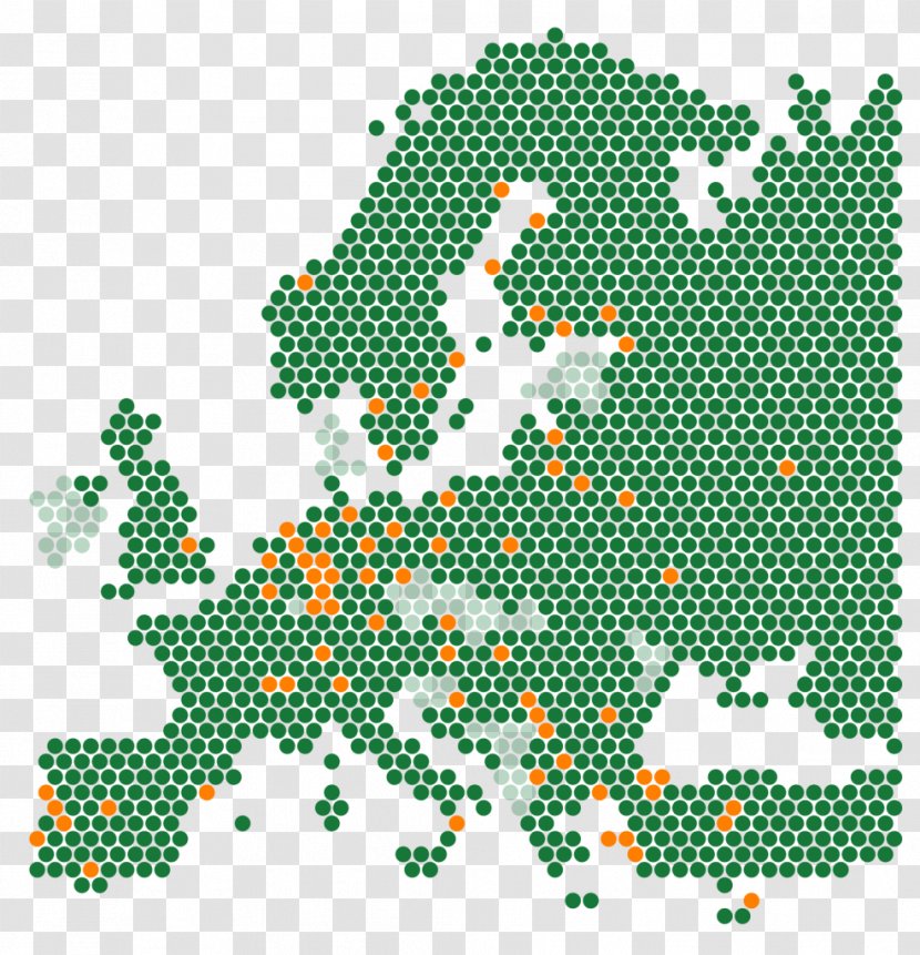 Europe Vector Map - Green - Dotted Transparent PNG