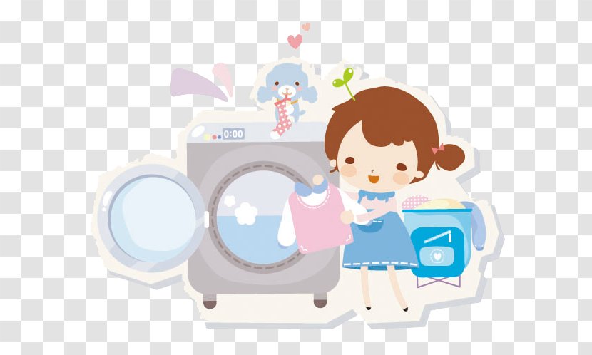 Laundry Cartoon Washing Machine Transparent PNG