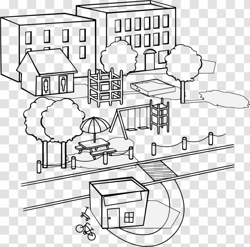 Drawing Black And White Clip Art - Building - Text Transparent PNG