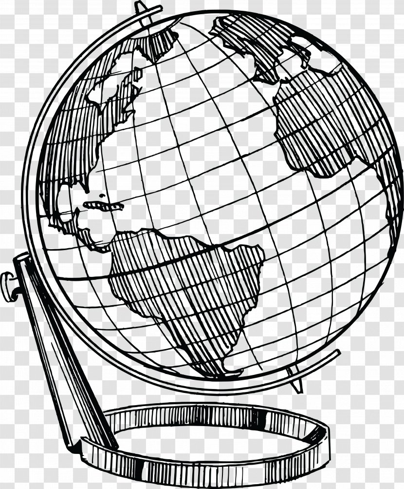 Globe Earth Line Art Drawing - Black And White - Floating Iceberg Free This Graphic Is For Transparent PNG