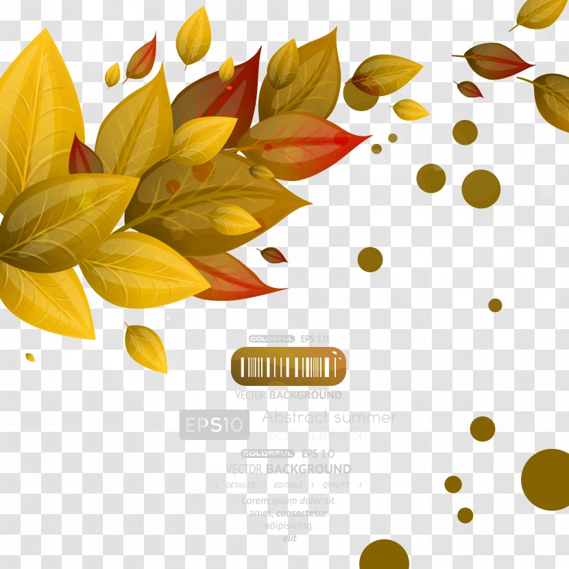 Yellow Autumn Leaf - Floral Design - Vector Material Transparent PNG