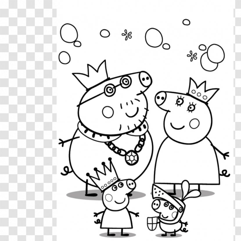 Mummy Pig Daddy Grandpa Peppa Coloring Pages - Frame - PigDaddy Transparent PNG