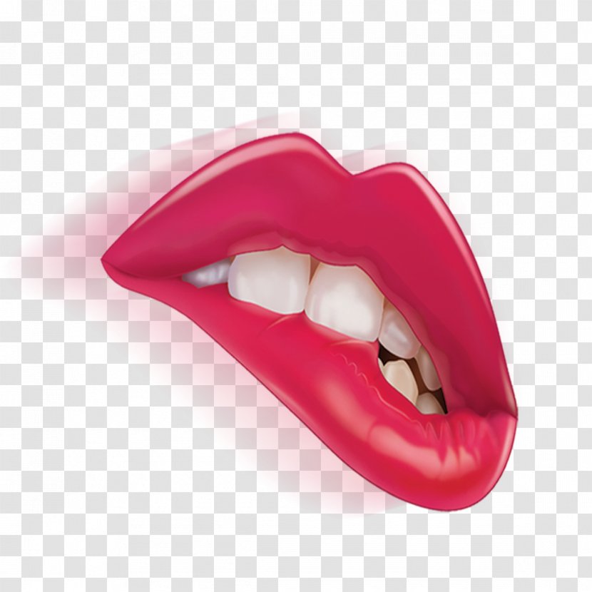 Tooth Lip Biting - Heart - Bite Lips Transparent PNG