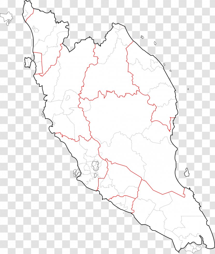 Blank Map Peninsular Malaysia Clip Art - Area - Perak Transparent PNG