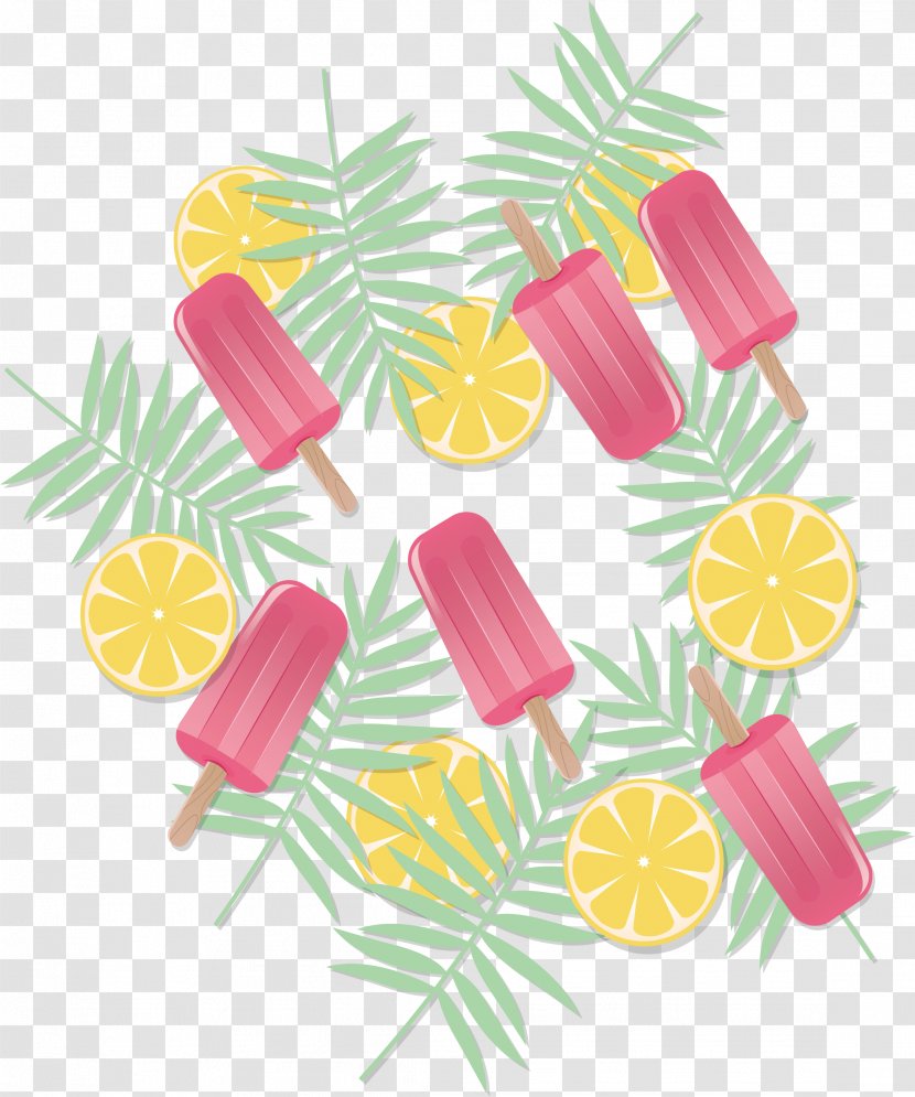 Sorbet Motif Tropics Pattern - Flower - Pink Popsicle Lemon Sheet Transparent PNG