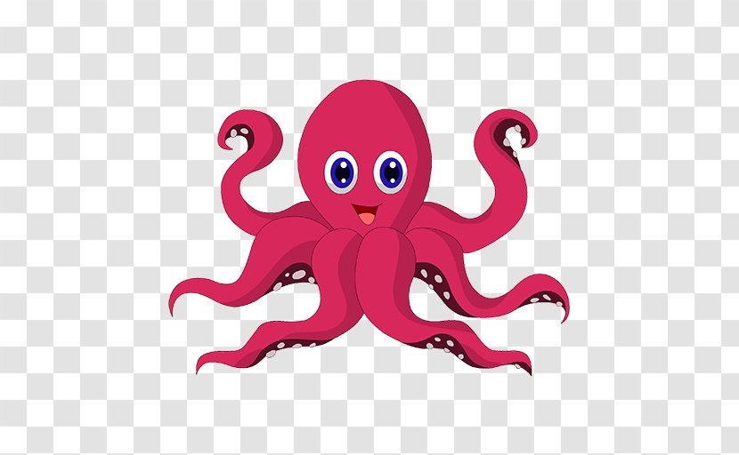 Octopus Cartoon Drawing Clip Art - Pink - Organism Transparent PNG