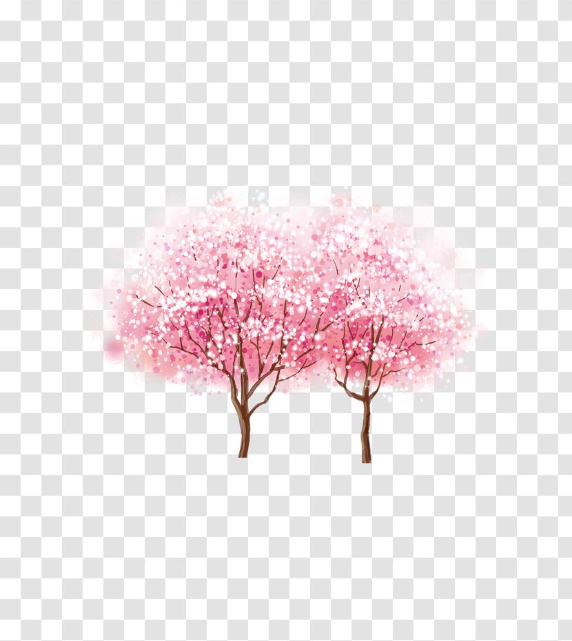 Cherry Blossom Watercolor Painting Ink Wash - Pink Transparent PNG