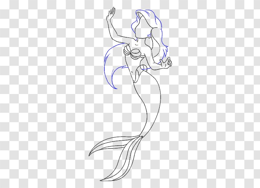 Ariel Drawing Mermaid Sketch - Watercolor Transparent PNG