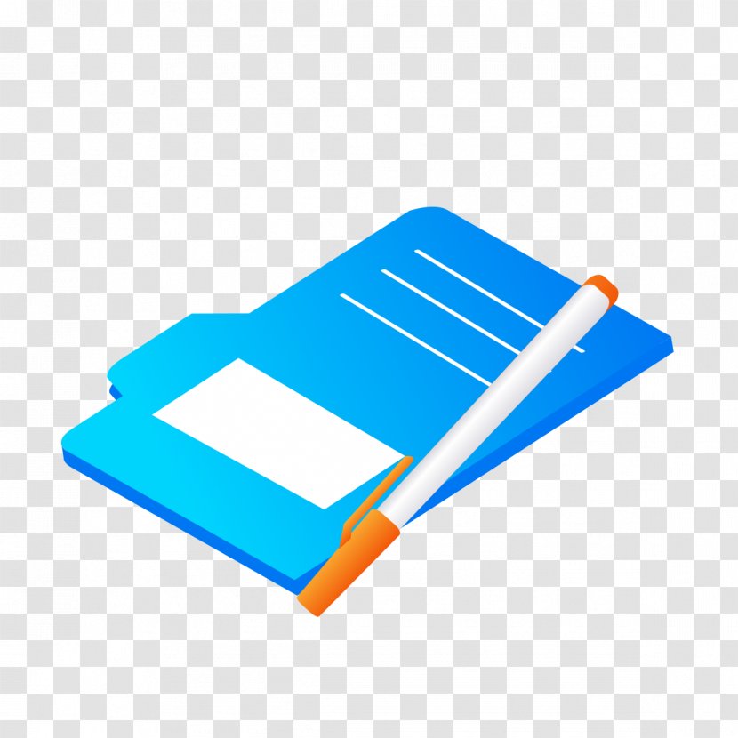 Paper Pen - Hand Fan - Blue With Transparent PNG