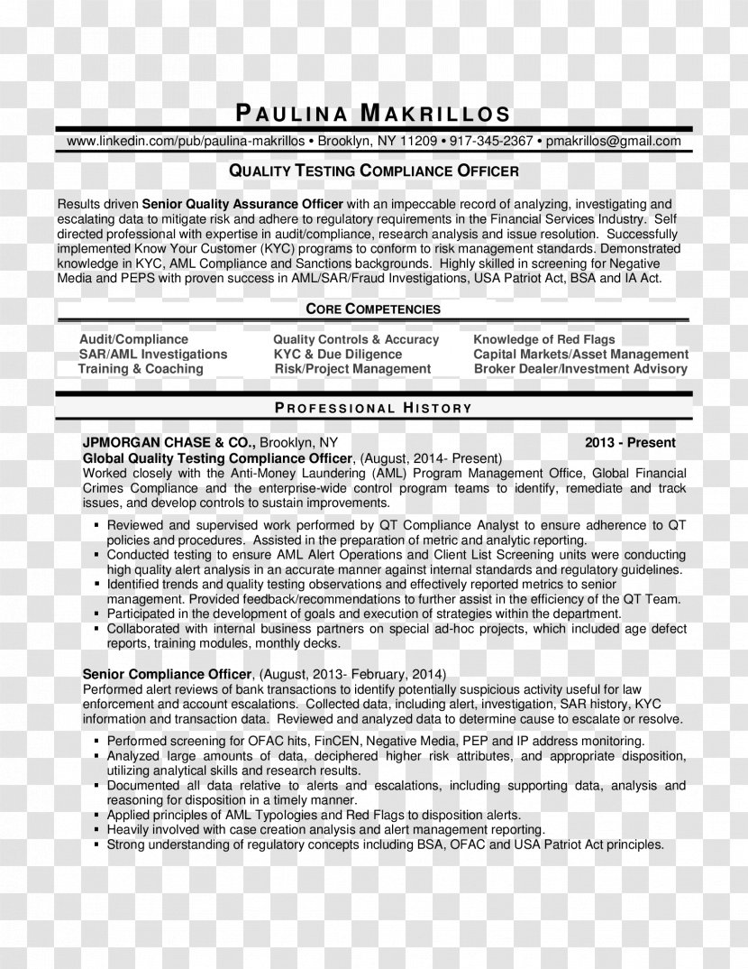 Regulatory Compliance Document Résumé Chief Officer Curriculum Vitae - Resume Cover Transparent PNG