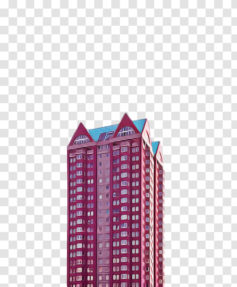 Pink Skyscraper Tower Block Condominium Building Transparent PNG