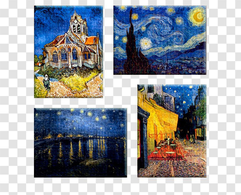 The Starry Night Over Rhône Irises Canvas Print - Art - Van Gogh Transparent PNG