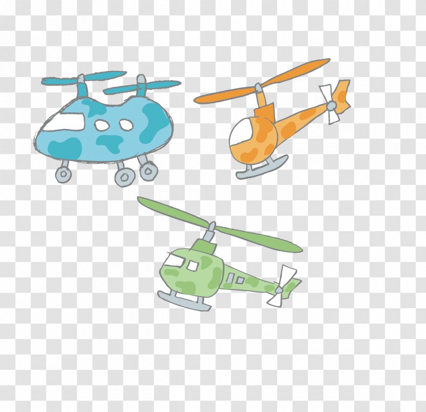 Helicopter Airplane Drawing - Rotorcraft - Hand-painted Toy Transparent PNG