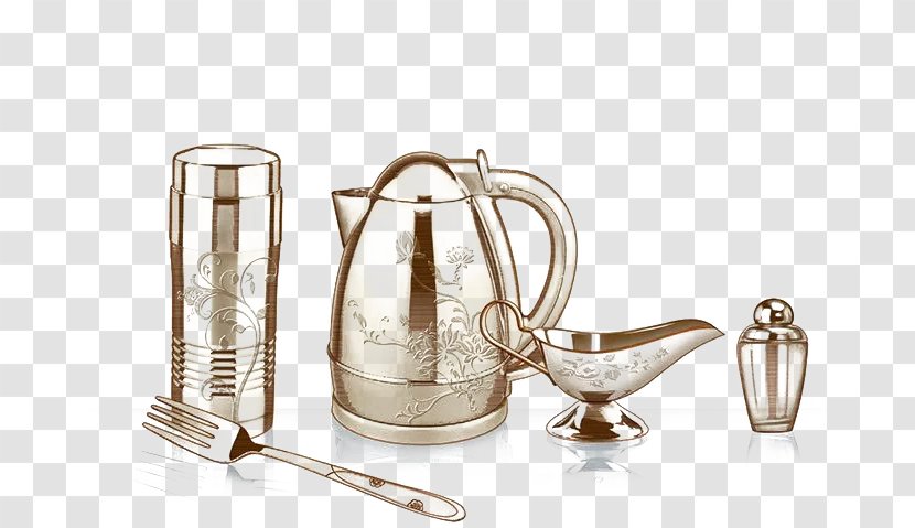 Cup Silver Kettle Water-dropper - Tableware - Compact Appliances Transparent PNG