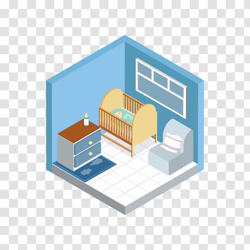 Room Infant Interior Design Services Isometric Projection - Child - Three-dimensional Vector Baby Transparent PNG