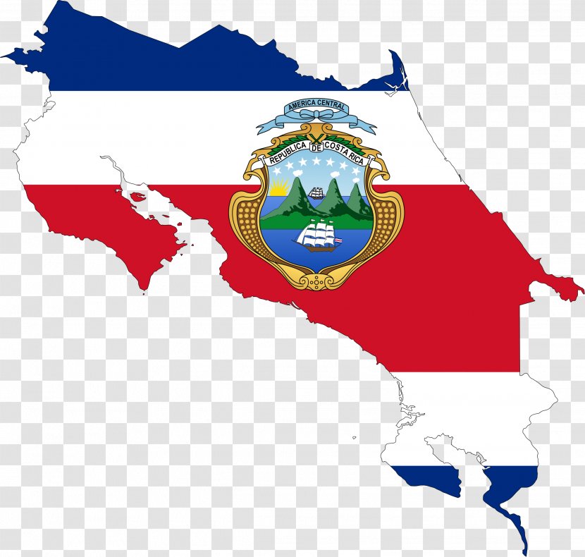 Flag Of Costa Rica Vector Map - Blank - Country Transparent PNG