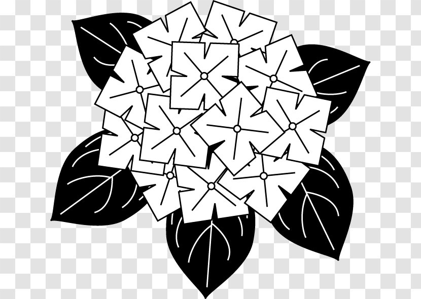 Black And White French Hydrangea Visual Arts Monochrome Painting - Heart - Design Transparent PNG