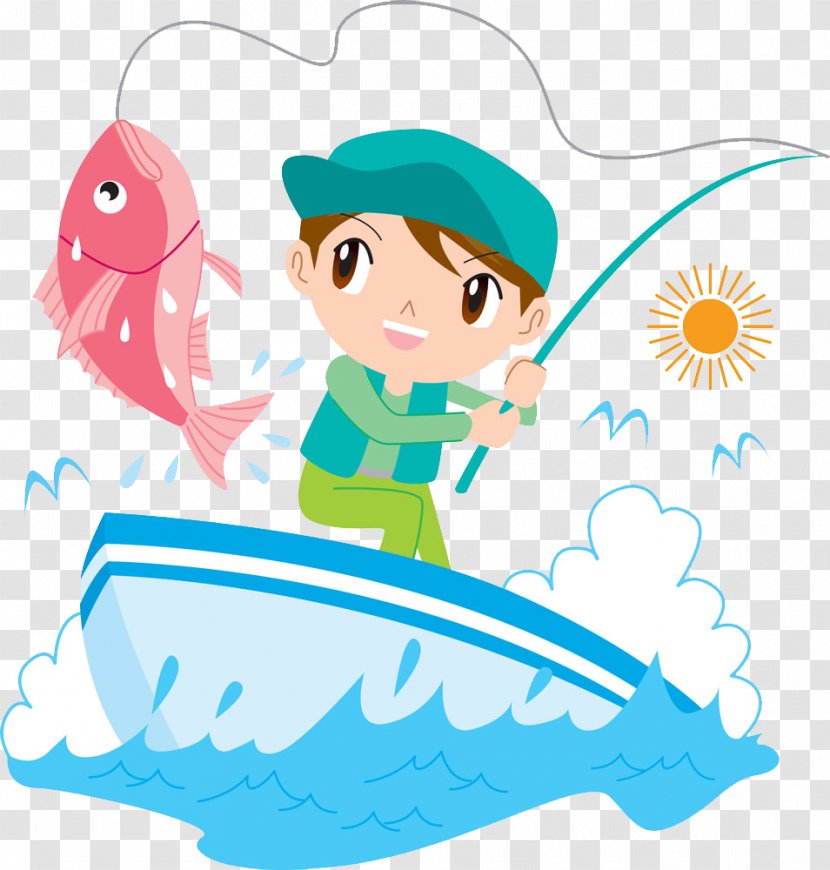 Angling Cartoon Fishing Rod - Tackle - Boy Transparent PNG