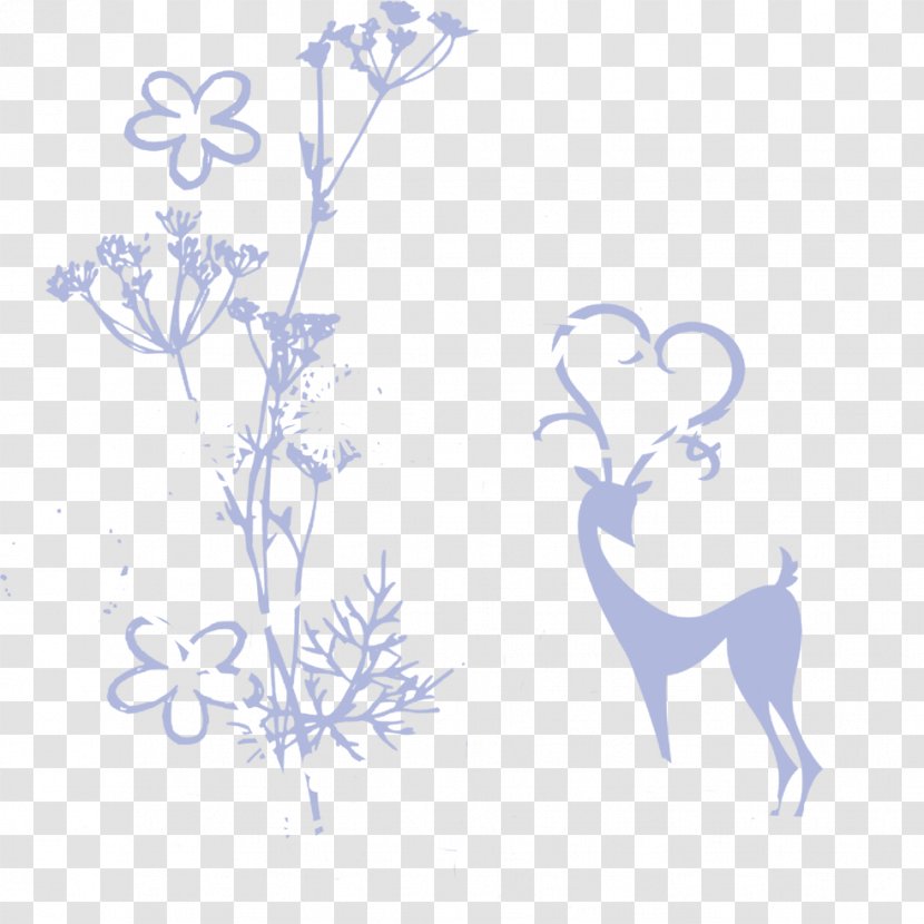 Reindeer Drawing Illustration - Silhouette Flowers Grass Transparent PNG