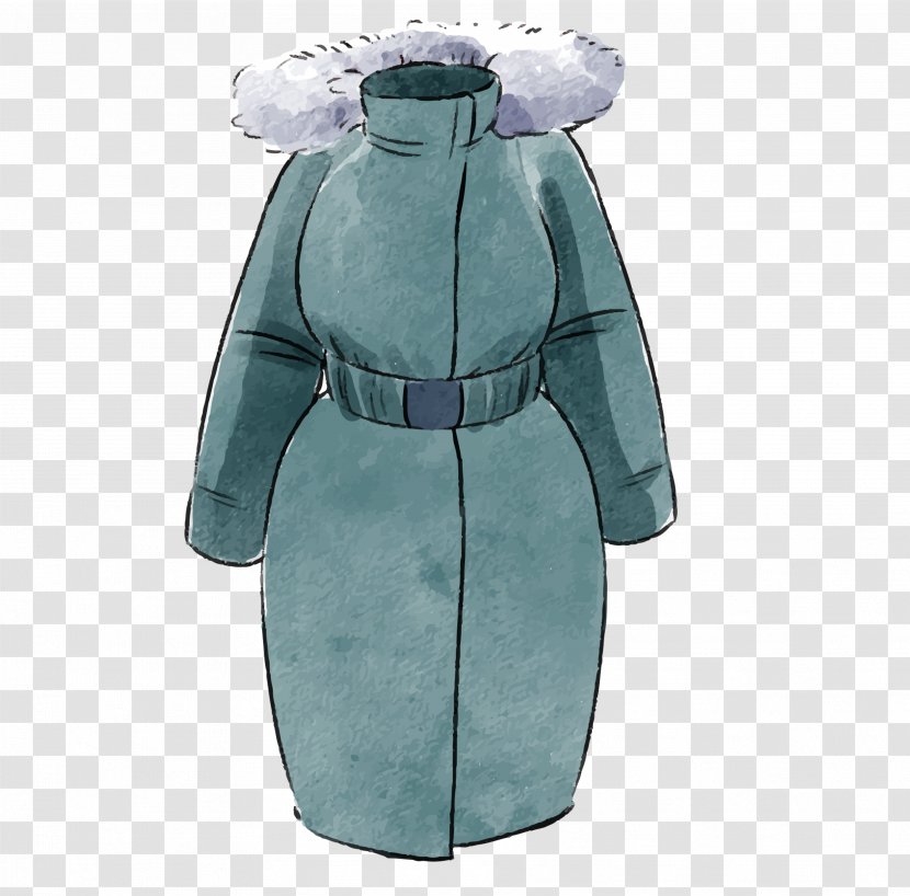 T-shirt Clothing Outerwear Coat Winter - Blue-green Dress Women Ink Painting Transparent PNG