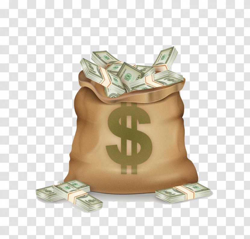 Money Bag Dollar Sign Bank - Finance - Vector Pocketbook Transparent PNG