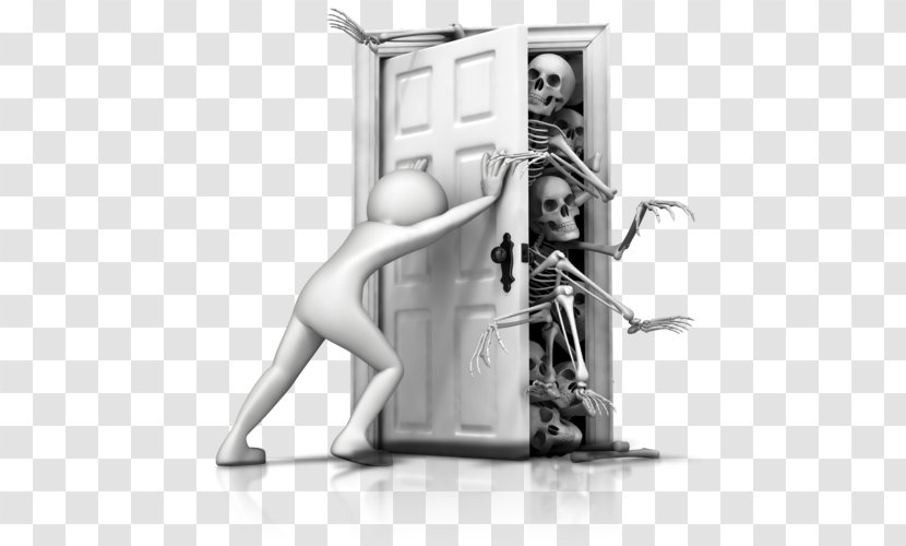 Skeleton In The Closet Idiom Clip Art - Monochrome Transparent PNG