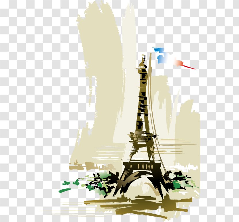 Eiffel Tower Watercolor Painting Art - Abstract Transparent PNG
