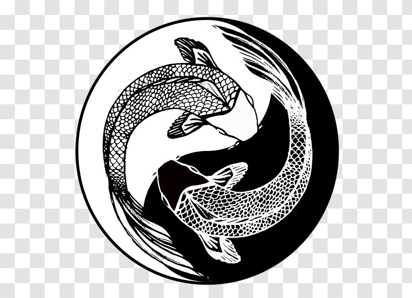 Yin Yang Fish And Taoism Drawing - Koi - Yinyang Transparent PNG