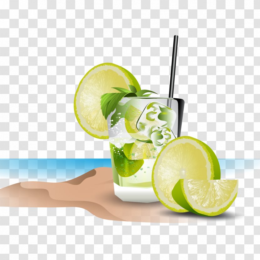 Caipirinha Cocktail Garnish Mojito Juice - Food - Vector Beach Water Lemon Transparent PNG