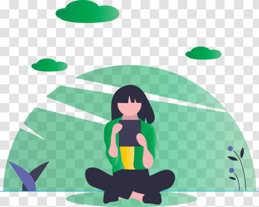 Reading Girl Transparent PNG