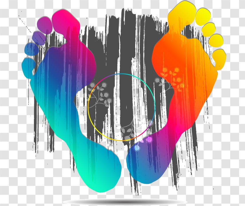 Graphic Design Clip Art - Color Ink Footprints Transparent PNG