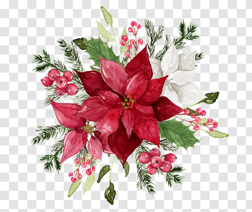Bouquet Of Flowers Drawing - Christmas - Holly Interior Design Transparent PNG