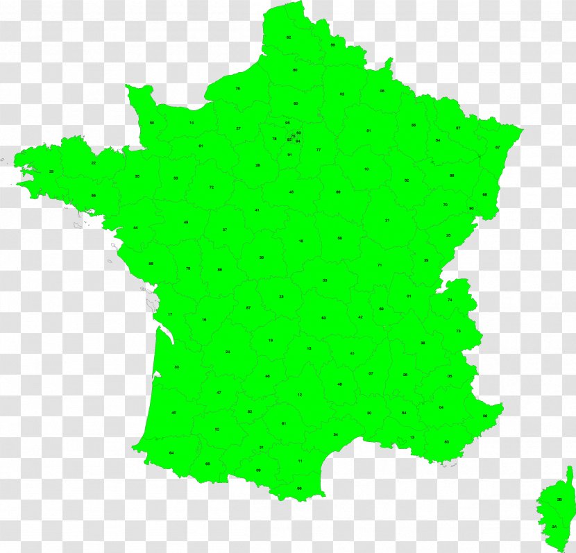 Flag Of France Map Clip Art - Green - Contours Transparent PNG