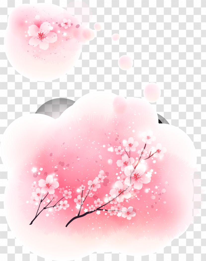 Cherry Blossom Pink Fundal - Peach Decorative Pattern Vector Material Transparent PNG