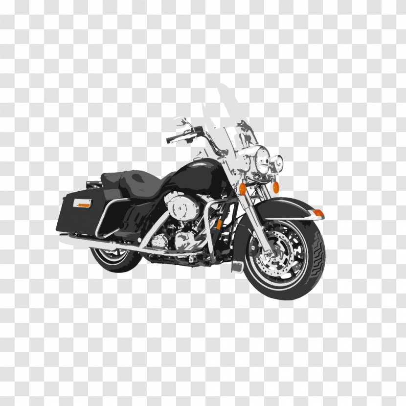 Harley-Davidson Super Glide Custom Motorcycle Tri Ultra Classic - Motor Vehicle - Mustang Vector Drawing Realistic Black Transparent PNG