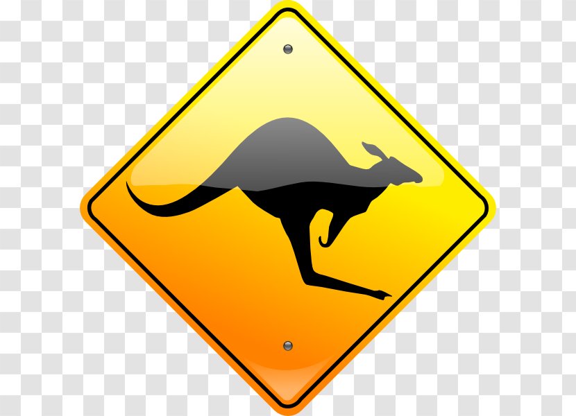 Kangaroo Warning Sign Traffic Clip Art - Area - Australia Transparent PNG