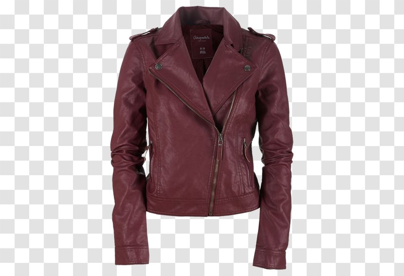 Leather Jacket Maroon Zipper Transparent PNG