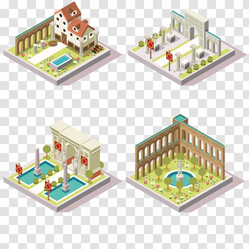 Explore Game Isometric Graphics In Video Games And Pixel Art Tile-based Building - Play - Fountain House Transparent PNG