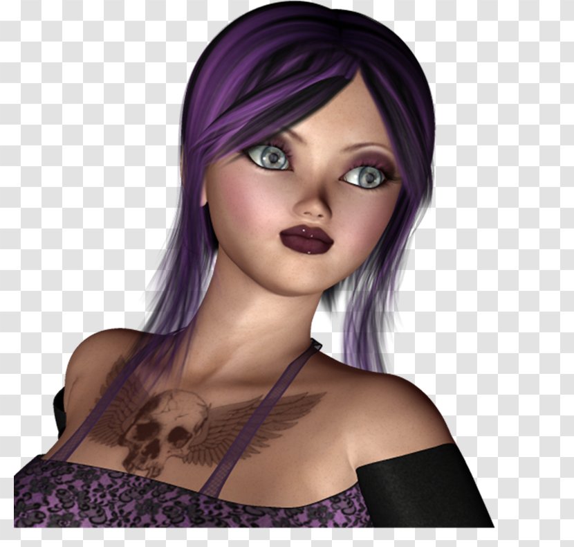 Black Hair Coloring Purple Brown - Fictional Character Transparent PNG