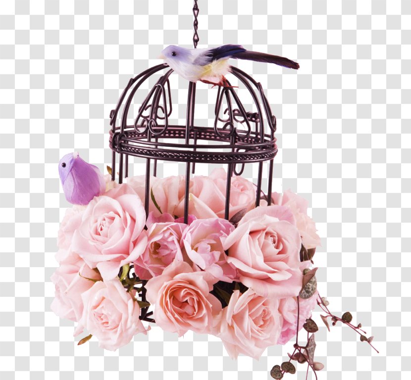 Birdcage Flower Rose - Valentines Day Flowers Decoration Transparent PNG