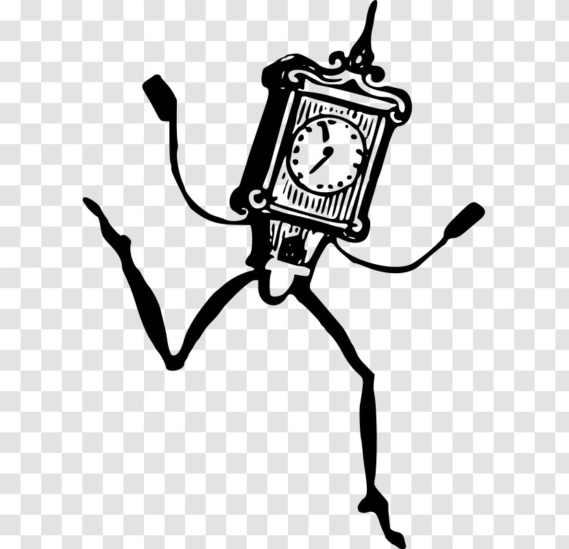 Clock Animation - Black And White - Cartoon Transparent PNG