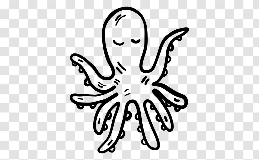 White Octopus Head Cartoon Line Art - Marine Invertebrates Transparent PNG