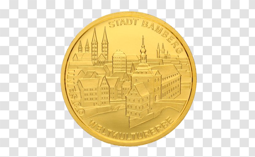 Gold Commemorative Coin Altes Rathaus UNESCO - Material - Old Coins Transparent PNG