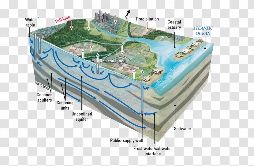 Atlantic Coastal Plain East Coast Of The United States Gulf Groundwater Flow Aquifer - Conceptual Model Transparent PNG