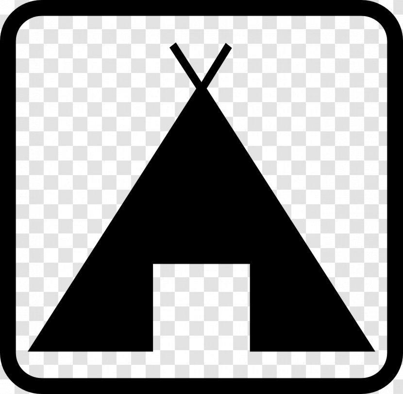 Camping Tent Campsite Clip Art - Black And White Transparent PNG